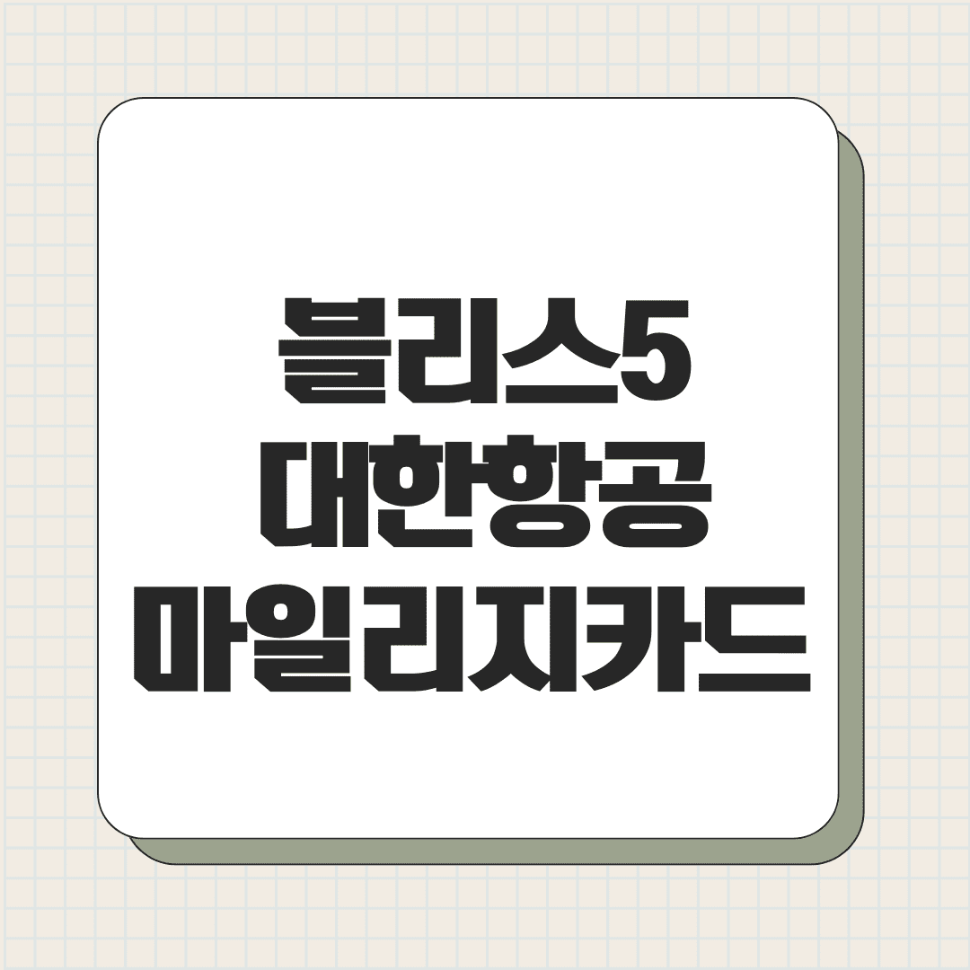 BLISS.5 블리스5 대한항공 마일리지 PP카드