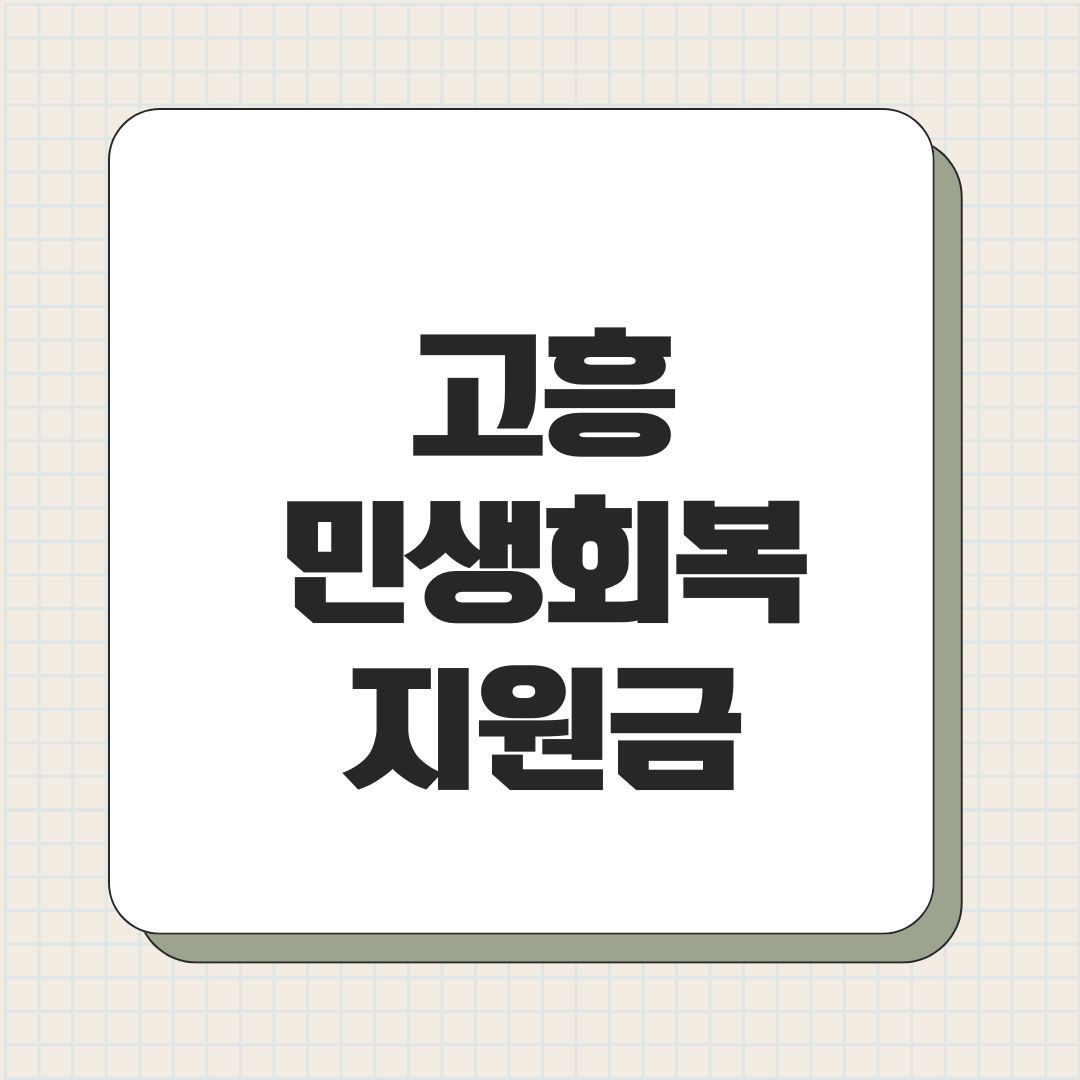 고흥 민생회복지원금